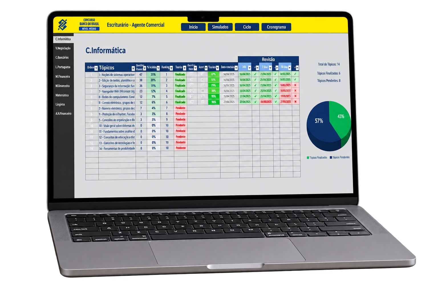 Planilha Estratégica BB aberta em um notebook